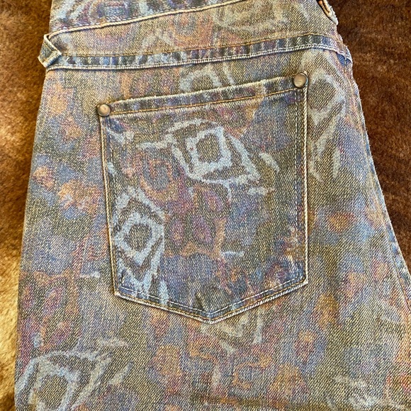 Free People Womens Tribal Aztec Print Mid Rise Skinny Denim Jeans - Picture 7 of 12